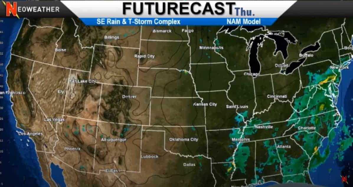 8/12/2020 Weather Map showing SE precipitation