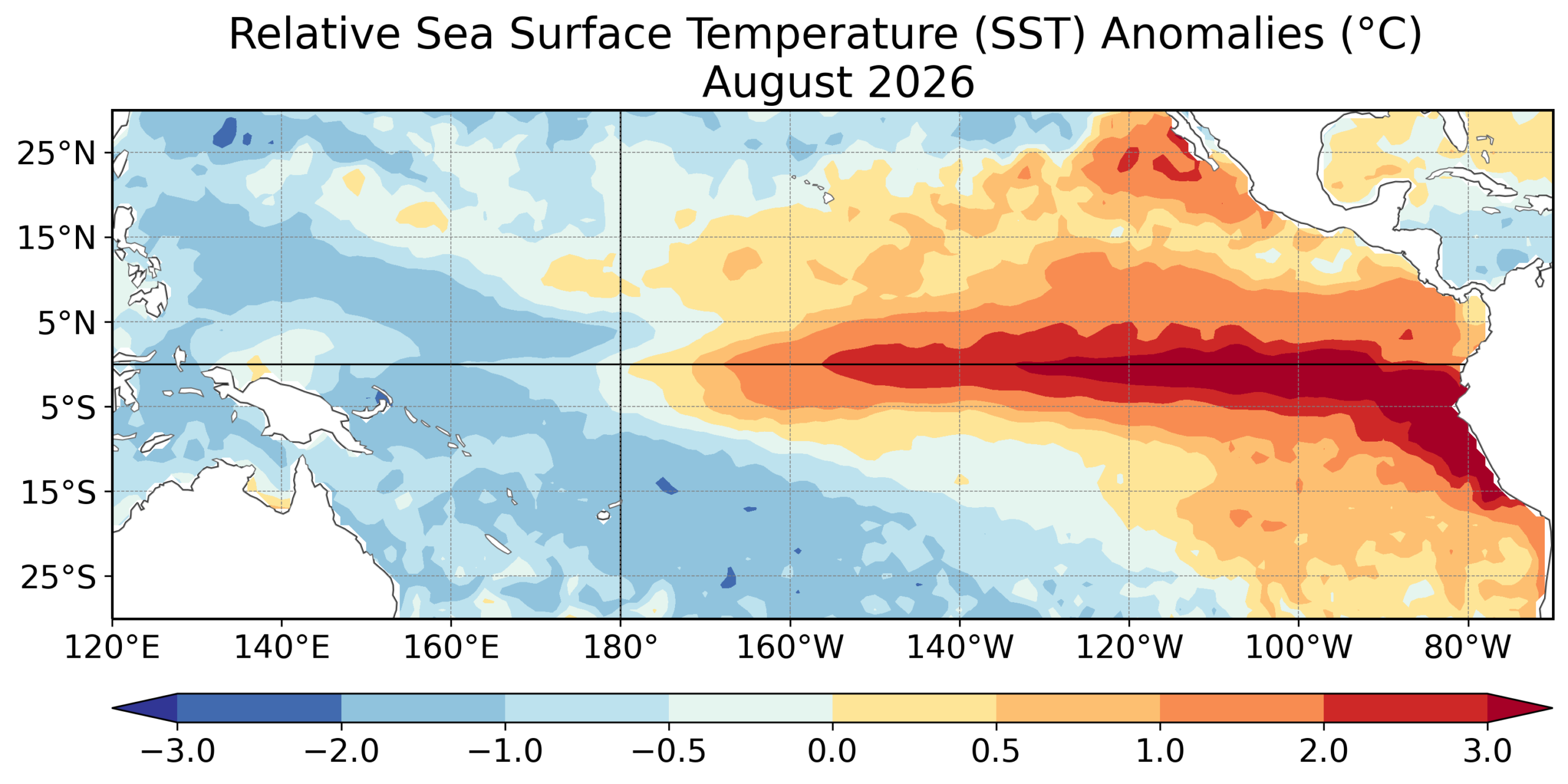 NOAA August 2026 relative sea-surface-temperature anomalies